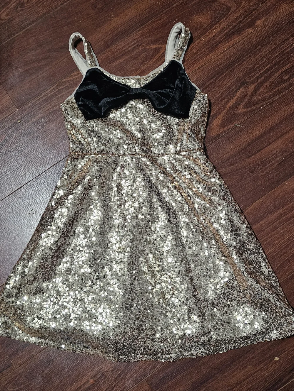 Cat & Jack Gold Sequin Dress with Black Bow